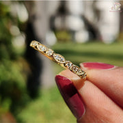 Round Cut Milgrain Half Eternity Moissanite Wedding Band – Vintage