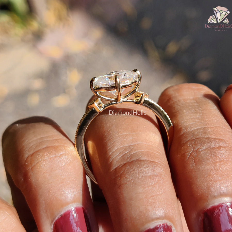 Dazzle in Modern Grace | Moissanite Oval Ring | Pavé Sparkle Set

