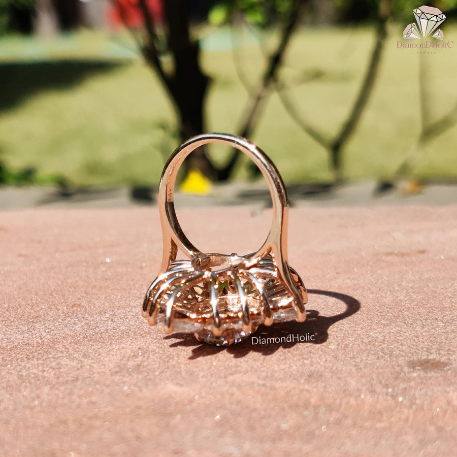 statement moissanite ring | flower design ring | bold moissanite ring
