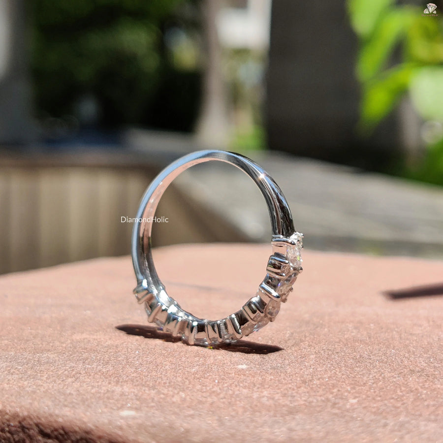 Half Eternity Bridal Ring | Elegant Marquise Cut Design | Moissanite Wedding Band

