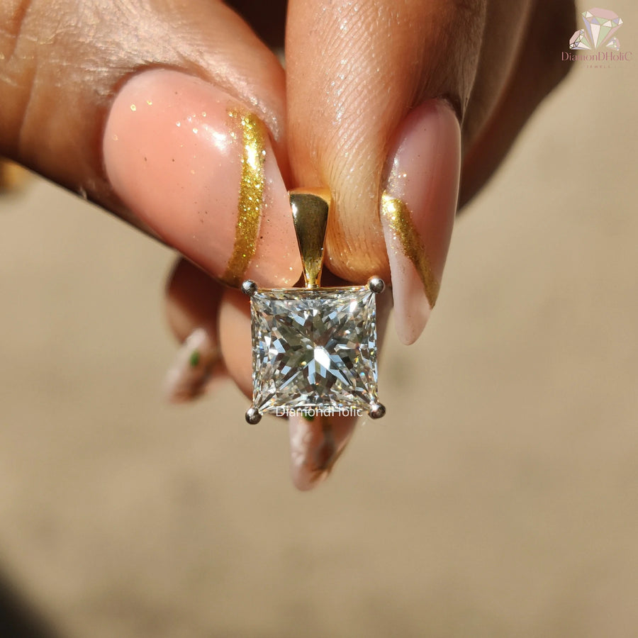 princess cut pendant | moissanite necklace | lab diamond jewelry
