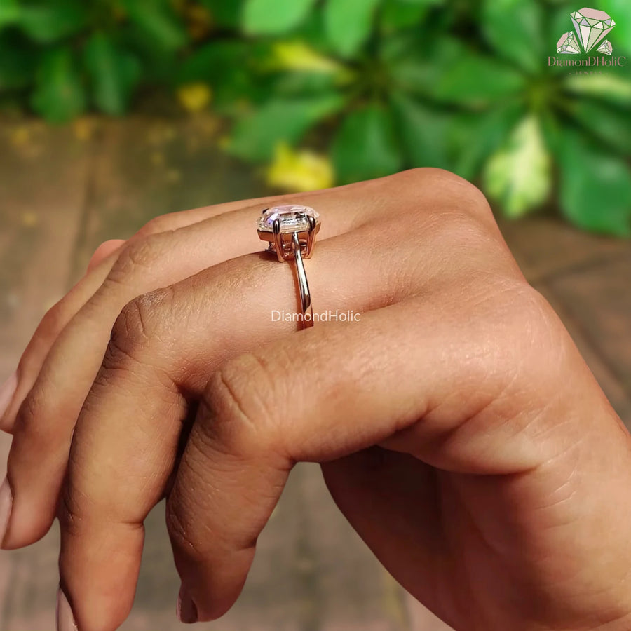 Unique Step Cut Moissanite Ring