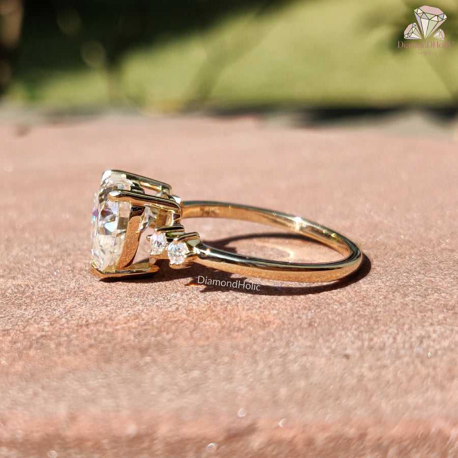 gold plated love ring | heart moissanite for her | sparkle moissanite ring
