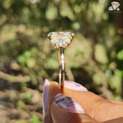 Radiant Cut with Half Moon Side Stone Moissanite Ring – Three-Stone