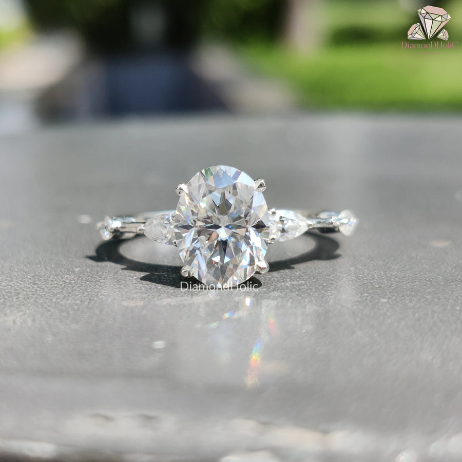 Oval Cut Engagement Ring | Designer Shank Wedding Ring | Elegant Moissanite Bridal Ring