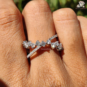 white gold tone ring | trendy moissanite design | moissanite jewelry gift
