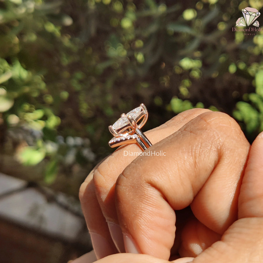 Bold Meets Meaning | Triangle Moissanite Ring | Unique Wedding Set

