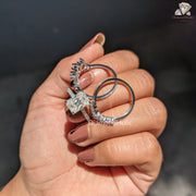 sparkling lab diamonds | marquise halo ring | round accent diamonds
