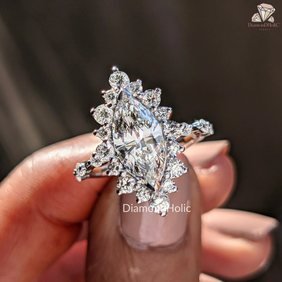 Radiant Moissanite Ring | Delicate Bubble Halo | Romantic Spark

