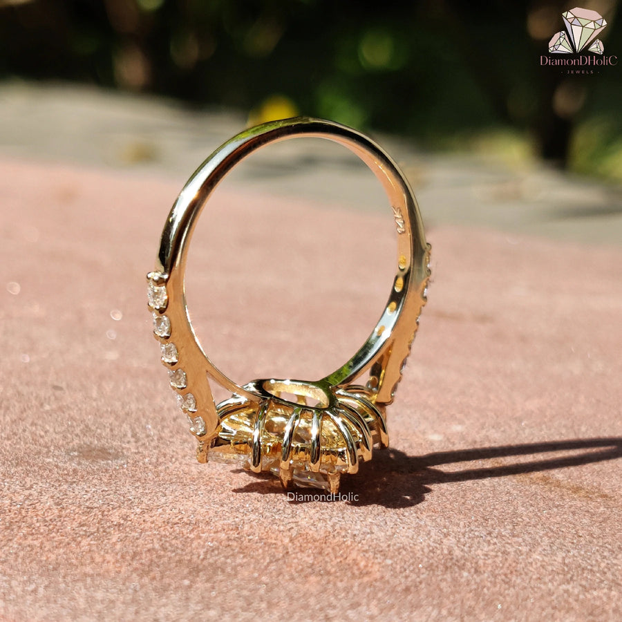 sparkling flower halo | moissanite for special day | bride to be jewelry
