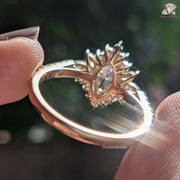 Marquise Cut Moissanite Floral Cluster Halo-Vintage Engagement Ring