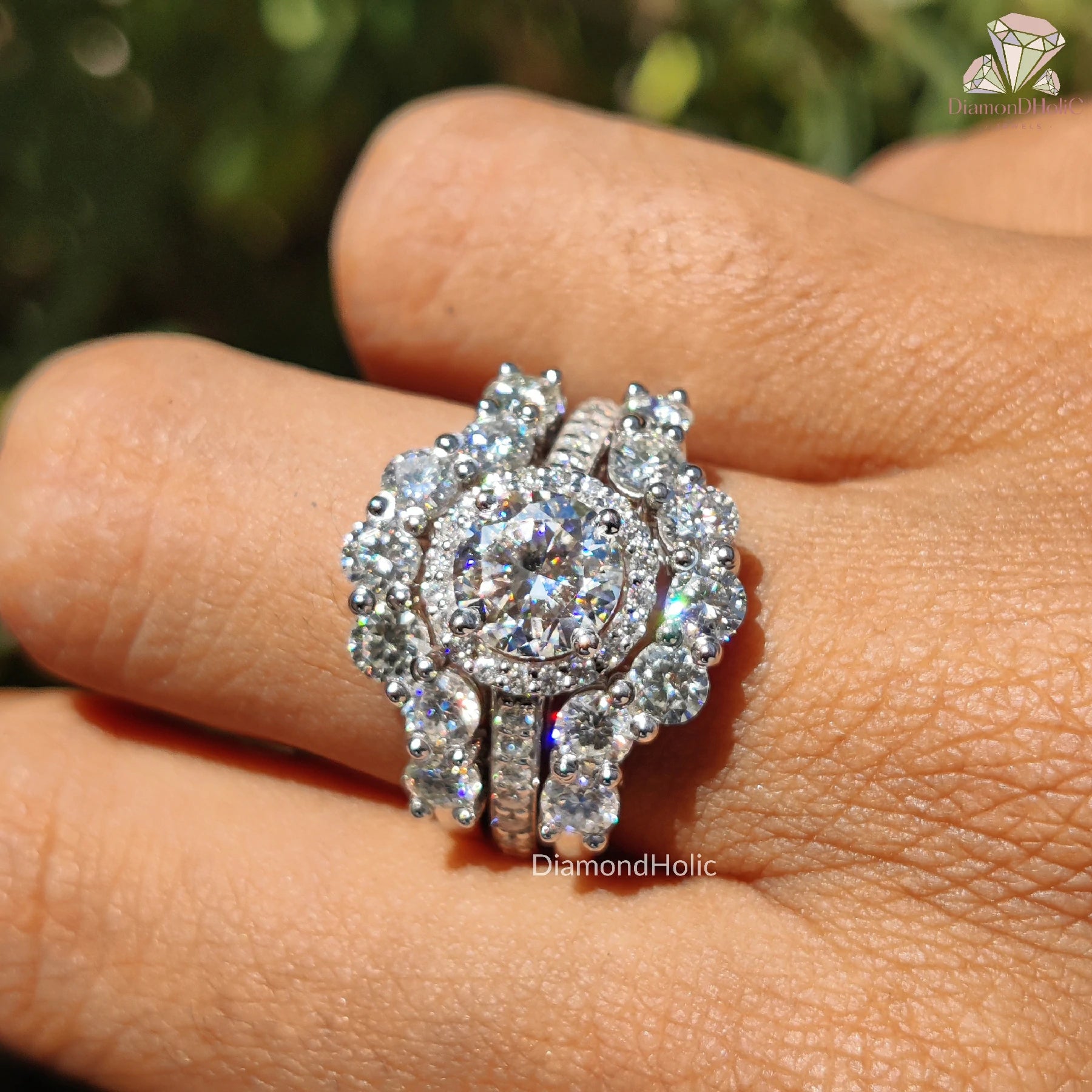moissanite solitaire | double band ring | designer gold ring
