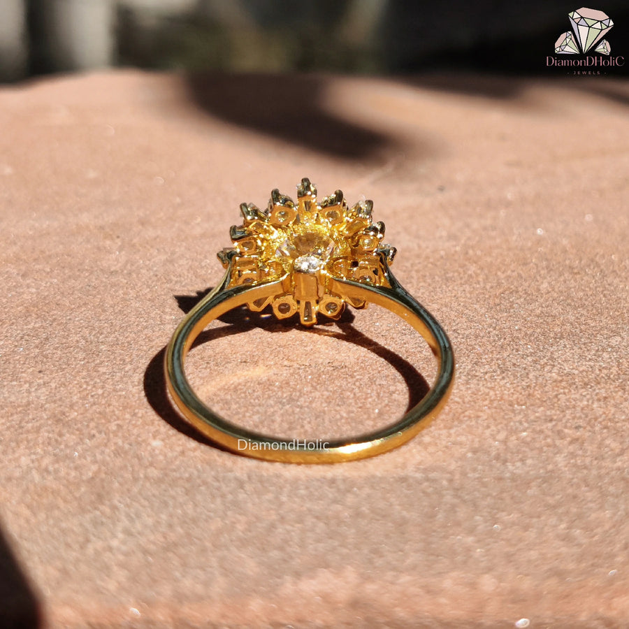 Round Centre Stone Moissanite Cluster Engagement Ring