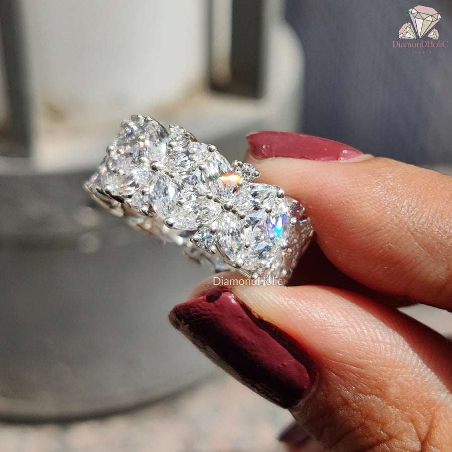 Designer Moissanite Wedding Band | Elegant Moissanite Anniversary Band | Handmade Diamond Alternative Ring