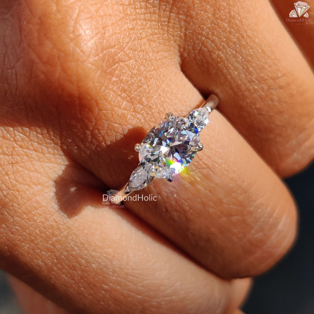 Three Stone Moissanite Engagement Ring