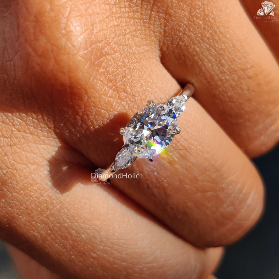 Three Stone Moissanite Engagement Ring