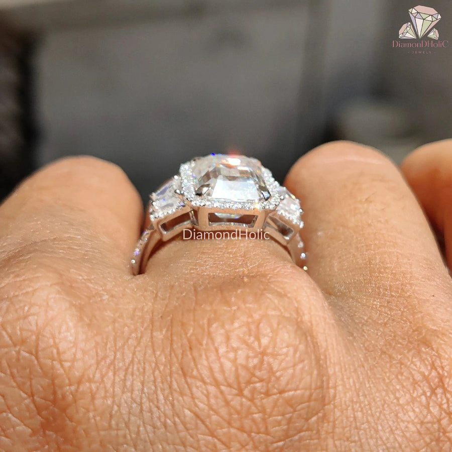 Three Stone Moissanite Engagement Ring