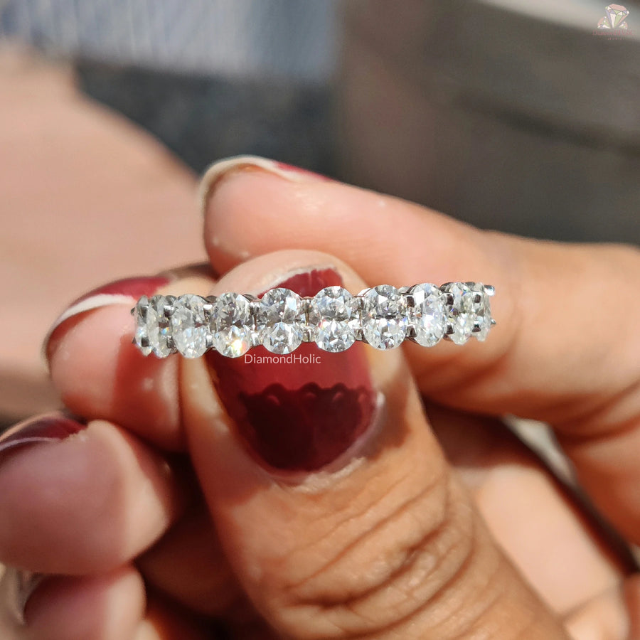 Elegant Oval Cut Band | Moissanite Love Ring | Classic Wedding Band

