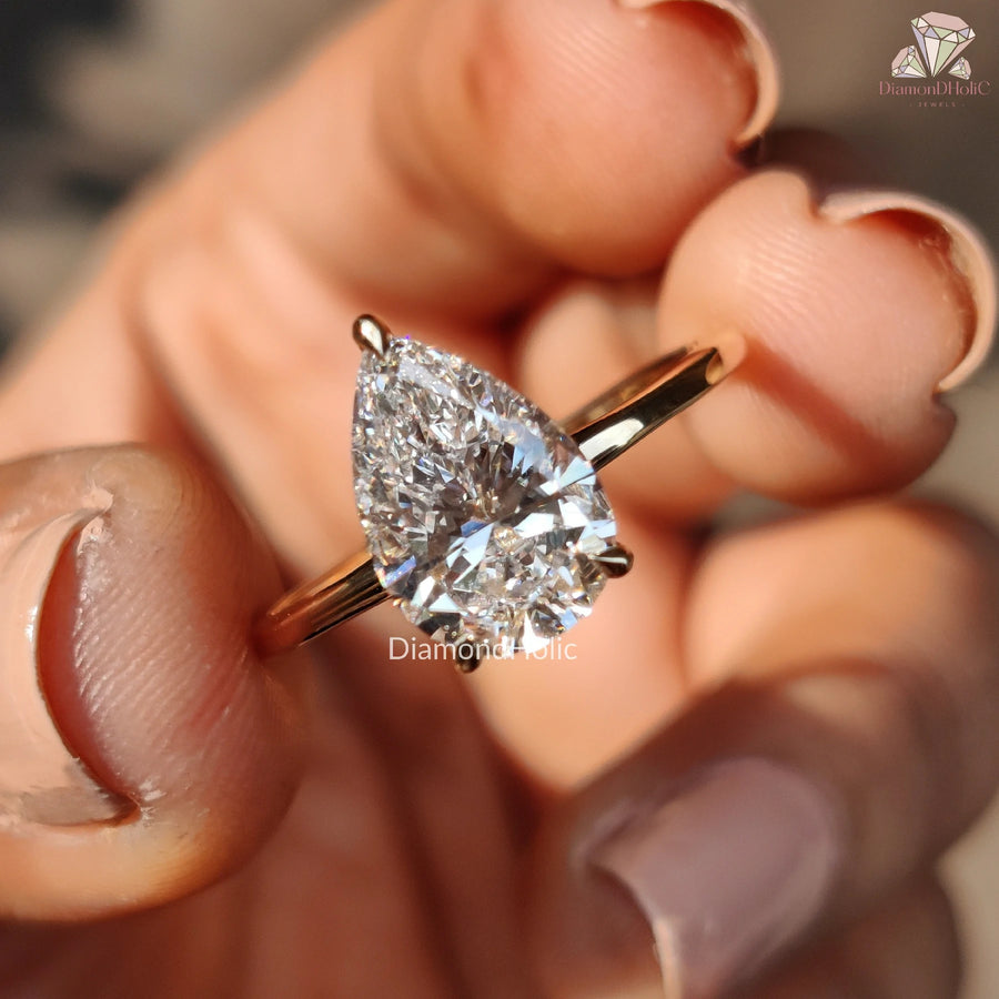 Pear Cut Wedding Ring for Love | Stunning Pear Diamond Ring | Lab Grown Diamond Bridal Ring