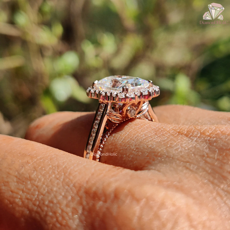 eco-friendly engagement ring | 2 carat moissanite ring | radiant cut stone ring
