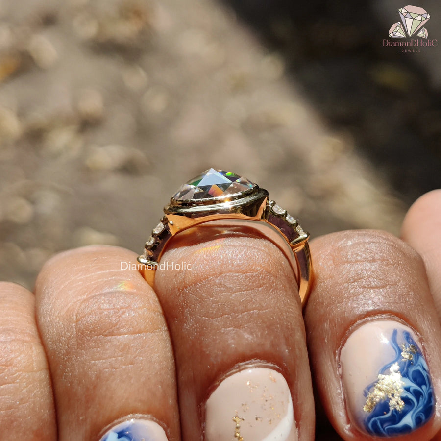 Rose cut Moissanite ring for her
