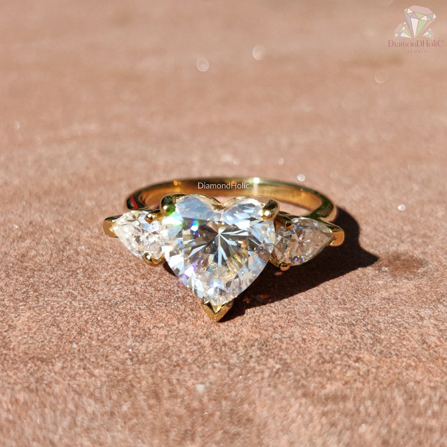 valentine heart ring | heart moissanite solitaire | gold ring for proposal
