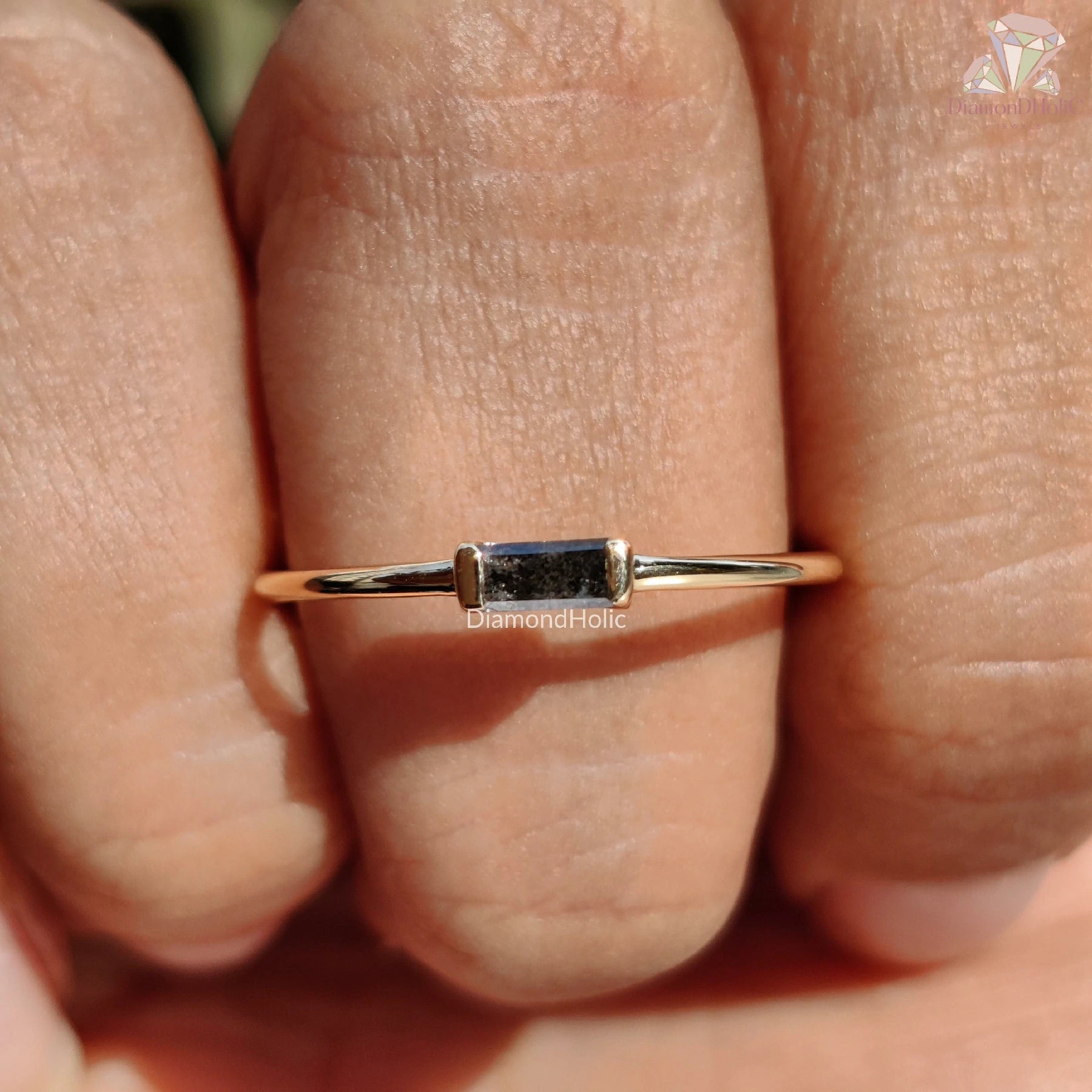 14k gold stacking ring | natural diamond jewelry | raw diamond bar ring
