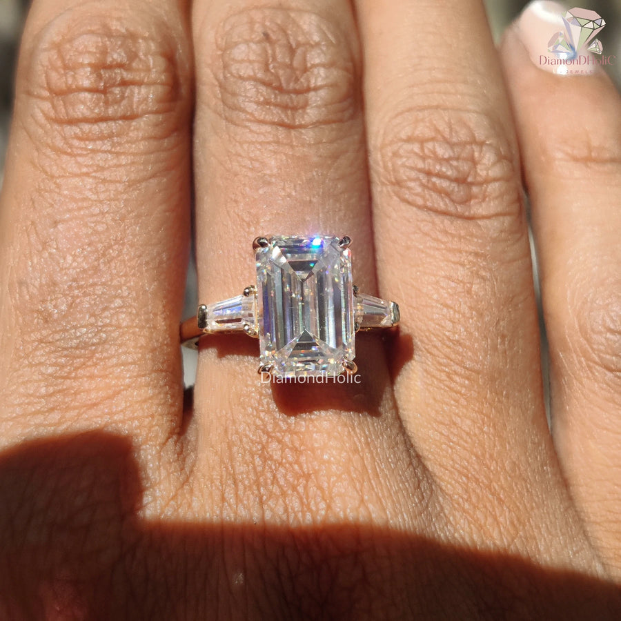 Emerald Cut Moissanite Engagement Ring
