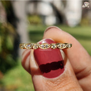 moissanite band ring | yellow gold wedding band | vintage moissanite ring
