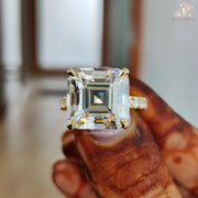 asscher halo engagement | moissanite promise ring | ethical diamond ring

