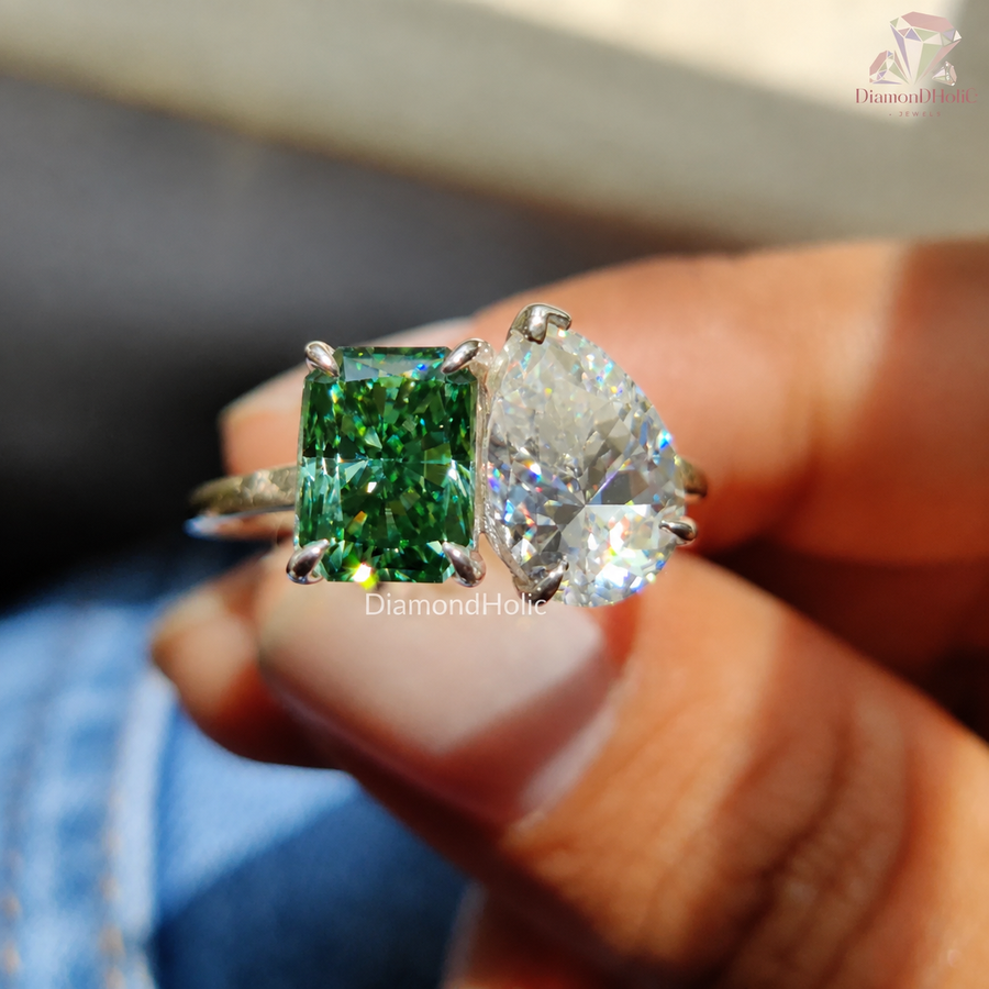 2.5 CT Pear & Radiant Cut Custom Toi Et Moi Engagement Ring