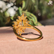 Oval Cut Starburst Halo Moissanite Solitaire Ring – Unique