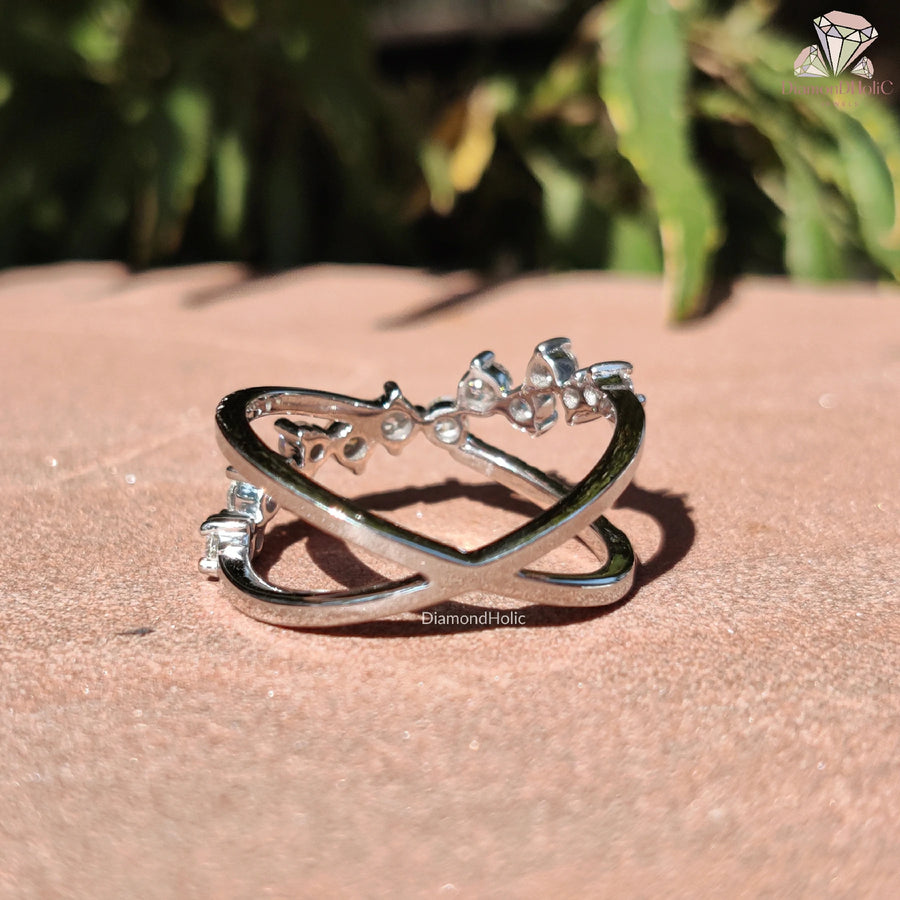 statement moissanite ring | unique open ring | split shank moissanite ring
