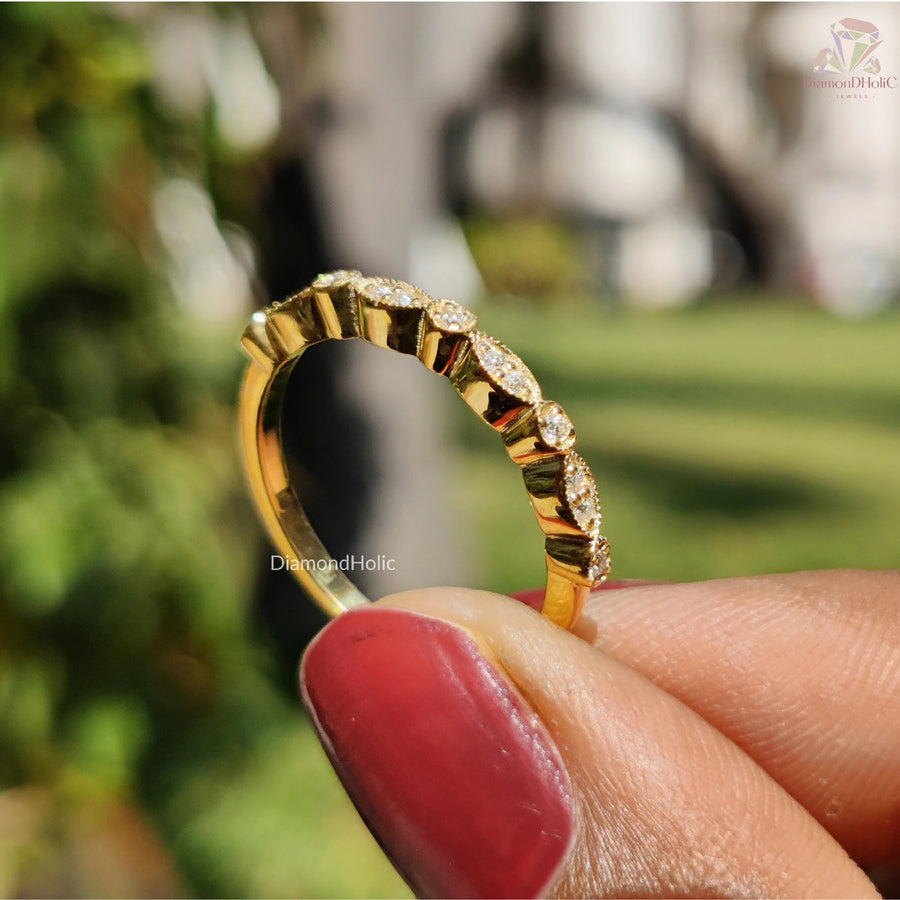 marquise moissanite band | dainty gold ring | moissanite eternity ring
