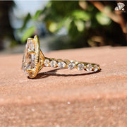 big pear moissanite ring | moissanite gold band | oval pear ring design
