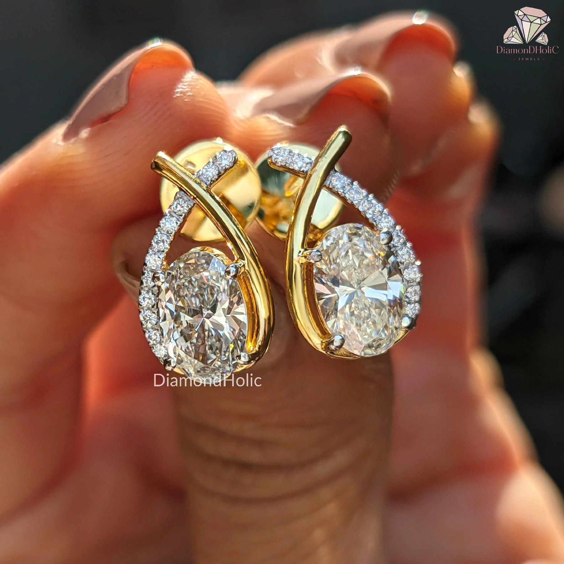halo diamond earrings | lab created jewelry | diamondholic earrings
