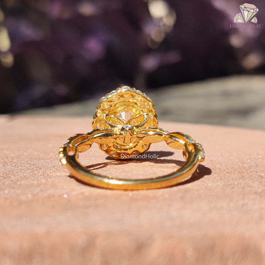14k gold moissanite | moissanite solitaire ring | vintage inspired ring
