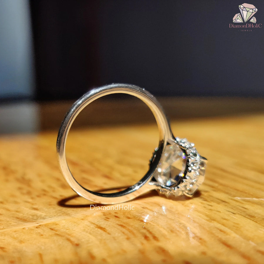 Rose Cut Moissanite Engagement Ring