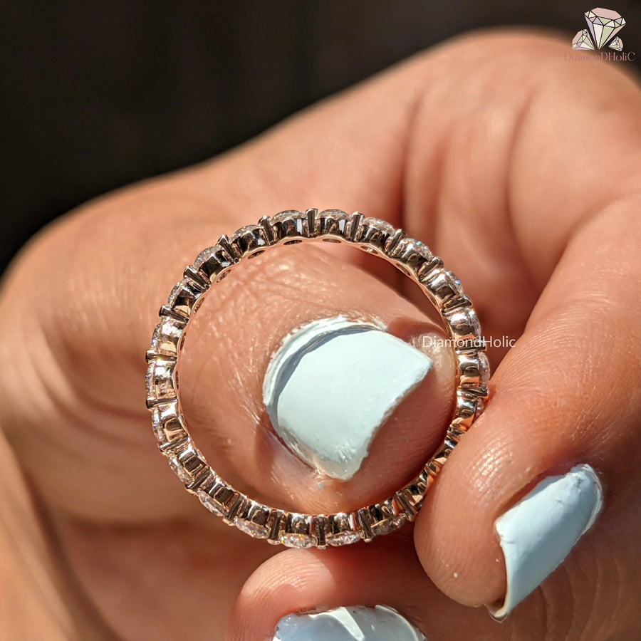 moissanite round cut band | moissanite baguette ring | dainty diamond ring
