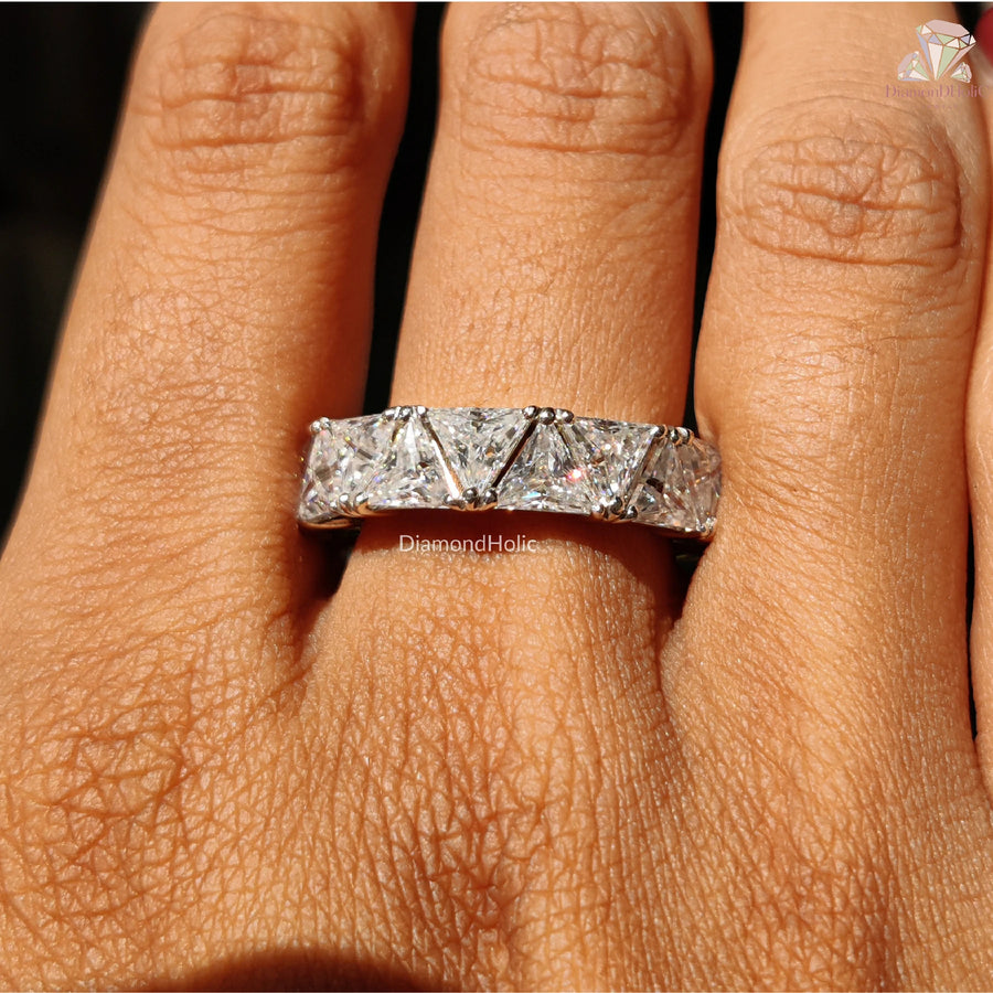 modern moissanite ring | moissanite wedding band for her | gift for her ring
