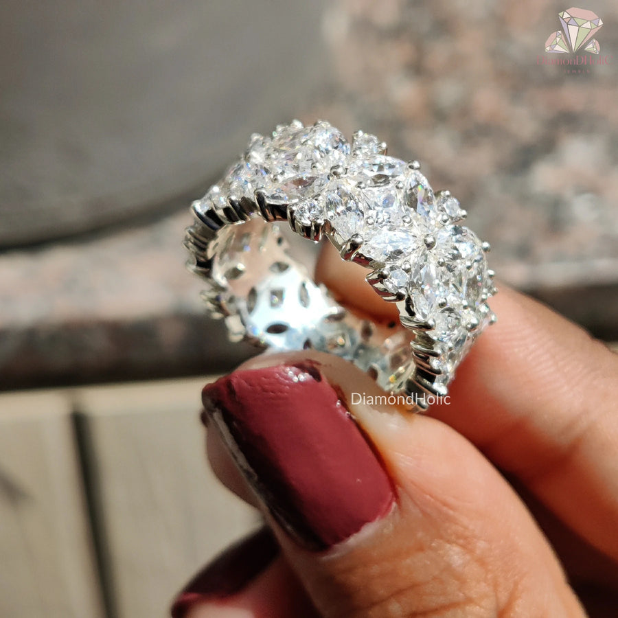 Custom Marquise Cut Eternity Band | Stunning Moissanite Bridal Jewelry | Elegant Wedding Band Gift for Her 
