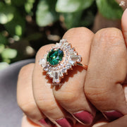 Green Gemstone Engagement | Classic Vintage Ring | Moissanite For Her


