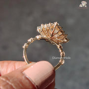 Unique Wedding Jewelry, Romantic Marquise Diamond Alternative, Halo Ring with Sparkle, Personalized Jewelry Gift, Fine Moissanite Craftsmanship, Premium Quality Moissanite Ring, Artistic Jewelry Design,
