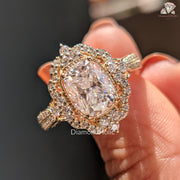 halo cushion ring | antique gold ring | scrollwork diamond ring
