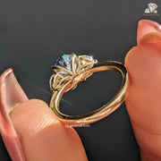 Royal Blue Oval Cut Moissanite Five Stone-Vintage Engagement Ring