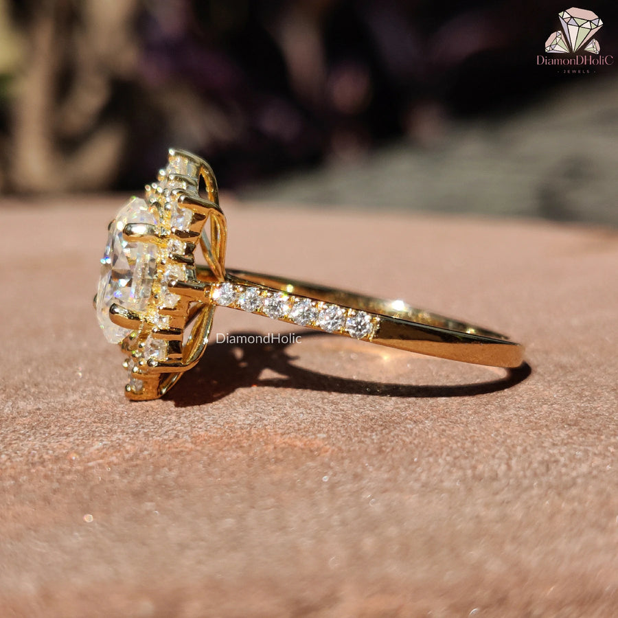 brilliant oval ring | handmade gold ring | bridal moissanite ring

