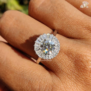 white gold moissanite halo | moissanite anniversary gift | engagement jewelry

