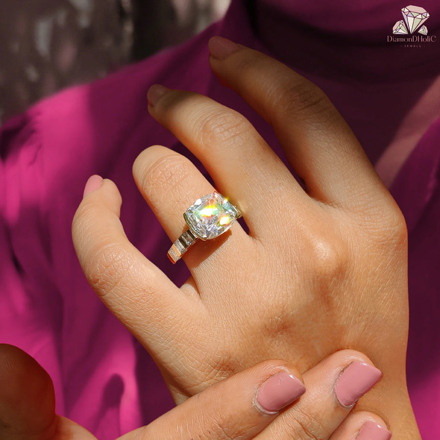 moissanite bridal ring | vintage engagement ring | retro style ring
