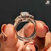 luxury lab diamond ring | bridal crown bands | 3 piece wedding bands
