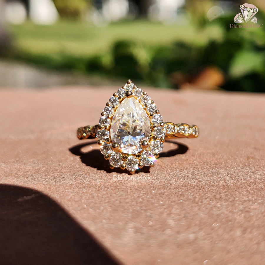 vintage moissanite ring | classic gold ring | gemstone bridal ring
